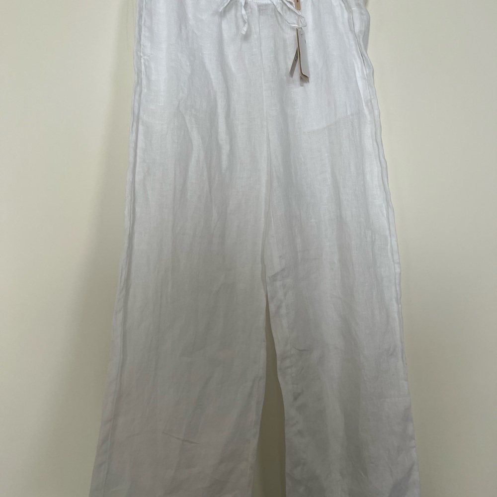 NWT Elie Tahari  White 100% European Linen 1x Light Weight Pants